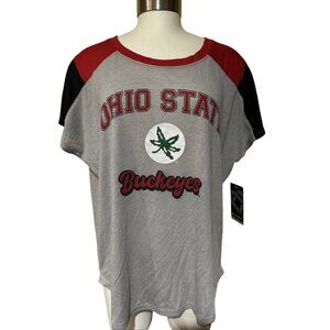 NEW Ohio State Buckeyes OSU Colosseum Gray Wide Neck Loose Fit Shirt Women's M